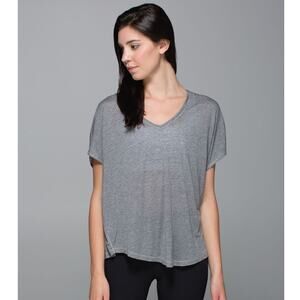 Lululemon Devout Short Sleeve Tee Heathered Grey Medium Micromodal Open Back